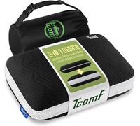 TCOMF 100% Memory Foam Pillow - Dual-Cover Travel Pillows with Height Extender - Ultra-Soft Neck Pillow - Camping Pillow for Sleeping with 5 Layers for Comfort and Support - Small and Portable (Black)