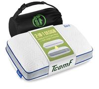 TCOMF 100% Memory Foam Pillow - Dual-Cover Travel Pillows with Soft Height Extender - Medium Firm Foam - Camping Pillow for Sleeping with 5 Layers for Comfort and Support - Small and Portable (White)