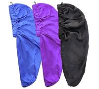 TCOTBE 3 Pcs Foldable Extra Long Sleeping Caps Soft Stain Satin Hair Braid Bonnet with Button Comfortable Single Lay Hair Covers Long Braids Bonnet for Women with Long Hair Deadlocks Curly Hair Blue,