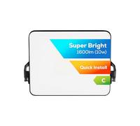 TCP 10W LED Security Floodlight, Outdoor, Bright 1600lm, Cool White 4000K, IP65 Waterproof, Easy Install Long Adjustable Bracket, Easy Push Connector Enery Class C No Plug Garage Garden