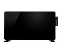 TCP 2000W Black Glass Panel Heater, Electric Wall-Mounted or Free-Standing Radiator with Side Control Panel, Timer, Weekly Program & Open Window Detection