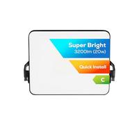 TCP 20W LED Security Floodlight, Outdoor, Bright 3200lm, Cool White 4000K, IP65 Waterproof, Easy Install Long Adjustable Bracket, Easy Push Connector Enery Class C No Plug Garage Garden