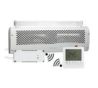TCP 3kW Air Curtain Heater, Overdoor Fan with 2 Heat Settings & Cooling Mode, RF Wireless 7-Day Programmable Thermostat, Safety Overheat & Open-Window Protection, Wall or Ceiling Mounted