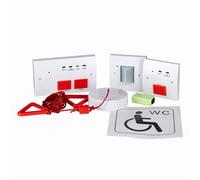 TCP Disabled Toilet Alarm System with Braille Control Panels - 2-Wire Emergency Assistance Kit with Pull Cord, LED Sounder, Battery Backup & Fault Monitoring - Fully Certified Accessible Call System