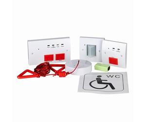 TCP Disabled Toilet Alarm System with Braille Control Panels - 2-Wire Emergency Assistance Kit with Pull Cord, LED Sounder, Battery Backup & Fault Monitoring - Fully Certified Accessible Call System