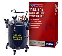 TCP Global 10 Gallon (38 Liter) Heavy Duty Steel Pressure Pot for Resin Casting with Clamp on Lid, Caster Wheels, Regulator, and Gauge - Pressure Pot for Epoxy Resin, Painting, and Autobody