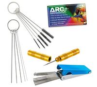 TCP Global Carburetor, Airbrush, Spray Gun 25 Piece Needle and Brush Cleaning Tool Set Kit - 18 Wire Needles, 5 Brushes, 1 Sharp Pick - Carb Cabon Jet Cleaner, Remove Nozzle Paint, Dirt, Tattoo Tube