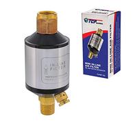 TCP Global Mini In-Line Air Filter, Oil and Water Separator - Aluminum Body with Drain Valve, Water Trap, Air Dryer, Removes Moisture, Dirt - Use on Compressor Air Line Hose, Air Tools, Plasma Cutters