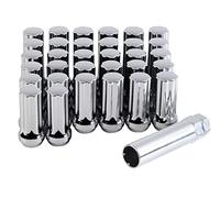 TCP Hardware Group 9/16”-18 Wheel Lug Nuts 32 pcs Chrome Spline Lug Nut Conical/Cone Bulge Seat with 1 Socket Key Compatible with Dodge 1994-2011 Ram 1500 2500 3500 Aftermarket Wheel
