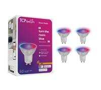 TCP Smart Tcp Pack Of 4 X Glass Smart Led Gu10 320Lm Cct And Rgb Switchable