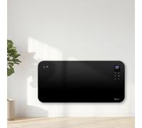 Tcp Smart Wifi Glass Panel Heater 2000W, Alexa Compatible, Open Window Detector, Wall Mounted & Freestanding Black Heater.