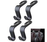 TCPENG 4PCS Car Hooks, Car Bag Auto Hooks Black Car Storage Hooks Portable Organizer Holder Hooks Coat Hanger Hooks, Car Handbag Holder Back Seat Headrest Hanger for Coat Purse Grocery Bag Holder