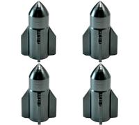 TCPENG® 4PCS Metal Tyre Valve Caps, Rocket-shaped Universal Stem Dust Covers for SUV, Cars, Bike, Motorcycles, Trucks, Heavy-Duty, Airtight Seal, Screw-On, Easy to Operation (4 Pack) (Grey_4pcs)