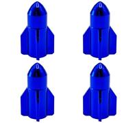 TCPENG® 4PCS Metal Tyre Valve Caps, Rocket-shaped Universal Stem Dust Covers for SUV, Cars, Bike, Motorcycles, Trucks, Heavy-Duty, Airtight Seal, Screw-On, Easy to Operation (Blue_4pcs)