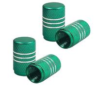 TCPENG® Dust Caps for Car Tyres, 4 Pieces Aluminum Alloy Tyre Valve Dust Caps, Easy-grip Thread Car Tire Valve Stem Caps Black Valve Caps Replacement for Cars,Bike, Motorcycle(Green)