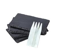 Tcrogsciss Set of 4 Mini Slate Cheese Board with Chalk(4Pcs), 4 X 6 Inch, Individual Charcuterie Boards for Sushi, Seared tuna, Salad and Tapas