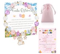 TCRZHHRX Bead Bracelet Set for Girls for Easter - Friendship Bracelet Including Easter Card, Pink Bag, Box - Gift & Party Bag for Children's Birthday Parties, Große, Glass, Artificial stone