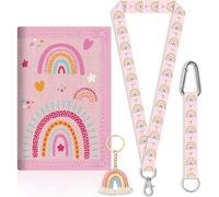 TCRZHHRX Triple Wallet for Children 6-12 Years | 3 Anti-Scratch Compartments (Cards/Coins/Banknotes) | Rainbow Keyring+Anti-lost Strap | Gift for Primary School/Travel/School Trips, Rainbow, M