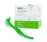 TCS Fresh Dental Appliance Cleaner Set - Professional Strength Concentrated Retainer Cleaner Solution with Soft Bristle Dental Brush (6 Month Supply)**G