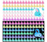 TCSYLSC 120Pcs Luminous Mini Resin Bunny, Miniature Bunny Figurines, Glow in The Dark Tiny Rabbit Ornament for Garden Landscape Aquarium Dollhouse Birthday Party Room Crafts Decor