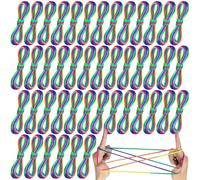 TCSYLSC Cats Cradle String Game, 60Pcs Rainbow Color Finger String Toy String Hand Game Supplies for Kids Adults