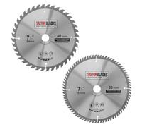 TCT Circular Saw Blades 184mm x 40 & 80T x 20mm Bore (16mm ring) (Pack of 2)