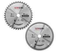 TCT Circular Saw Blades 185mm x 40 & 80T x 20mm Bore (16mm ring) fits Evolution Bosch Makita etc (Pack of 2)