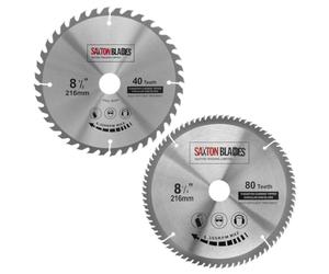 TCT216MXA 2x Saxton TCT Circular Wood Saw Blade 216mm Pack A for Bosch Makita Dewalt