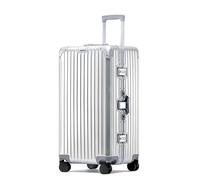 TCTNT 26" Premium Full Aluminium Trunk Style Suitcase, 66 cm x 38 cm x 33 cm, TSA Locks, 360° Spinner Wheels, Silver