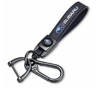 Tcuisuy Genuine Leather Car Keychain for Subaru Ascent BRZ Crosstrek Forester Impreza Legacy Outback WRX STI XV Key Chain for Men and Women Family Present Key Ring Accessories Black