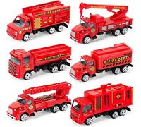 Tcvents 6 Pack Diecast Fire Trucks, Mini Fire Truck Toy for Toddlers 3-5, Kids Fire Engine Emergency Vehicles Set for Boys Girls Age 3 4 5 6 7 Years Old Birthday Party Favors & Goodie Bags Stuffers