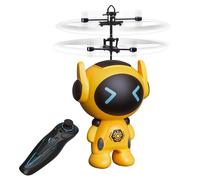 Tcvents Rc Flying Robot Toys for 5-12 Years Old Boys- Remote Control Helicopter Built-in LED Mini Flying Toy for Kids & Adults Birthday Gift（Yellow）