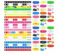 Tcwhniev 60 Pcs Silicone Bracelet Wristband with Holes, Adjustable Silicone Wristband Cute Kid Bracelet for Boys and Girls Swimming Identify 20 Colors