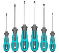 Tcwous Magnetic Screwdriver Set, 6-Piece Screw Driver Kit with 3 Phillips and 3 Flat, Professional Non-Slip Cushion Grip Nut Driver Repair Tool Set. Stocking Stuffers for Men Gifts
