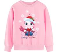 TCWWBB Boys Girls Christmas Jumper Xmas Sweatshirt Kids Unisex Santa Claus Unicorn Dinosaur Snowmen Tops Children Long Sleeve Cotton Outfits Casual Crewneck Winter Clothes Age 1-7 Years Old