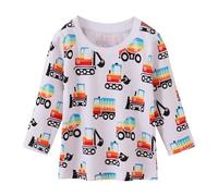 TCWWBB Boys Girls Long Sleeve T-Shirt Toddler Kids Unisex Digger Dinosaur Unicorn Reindeer Santa Claus Tops Children Outfits Cotton Tees Casual Shirts Crewneck Winter Clothes Age 1-7 Years