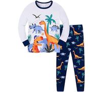 TCWWBB Boys Pyjamas Kids Dinosaur Moster Truck Pjs Set Toddler Sleepwear Cotton Long Sleeve Nightwear 2 Piece Outfit Xmas Gift Clothes Age 2-8 Years Old