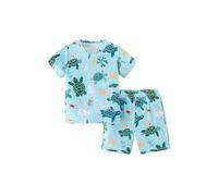 TCWWBB Boys Short Pyjamas Sets Kids Pjs Toddler Dinosaur Digger Tractor Print Sleepwear Boy Polyester Short Sleeve Crewneck Nightwear Baby Summer Clothes Age 2-8 Years Old
