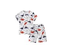 TCWWBB Boys Short Pyjamas Sets Kids Pjs Toddler Dinosaur Digger Tractor Print Sleepwear Boy Polyester Short Sleeve Crewneck Nightwear Baby Summer Clothes Age 2-8 Years Old