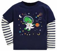 TCWWBB Boys Toddler Long Sleeve T-Shirts Kids Dinosaur Planet Outer Space Crewneck Tee Shirts 100% Cotton Tops Monster Truck Streak Shirts Baby Clothes Sleepwear Age 1-7 Years Old