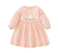 TCWWBB Girls Dresses Pink Long Sleeve Dress Toddler Cotton Unicorn Cat Bowknot T-Shirt Causal Dress Kids Winter/Autumn Cotton Tulle Shirt Cartoon Christmas Halloween Dress for Kid Age 1-7 Years Old