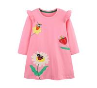 TCWWBB Girls Dresses Toddler Long Sleeve Causal Dress Pink Purple Cotton Unicorn Bunny Cartoon Shirt Dress Kids Winter Autumn Tulle T-Shirt Christmas Halloween Dresses for Kid Age 1-7 Years Old