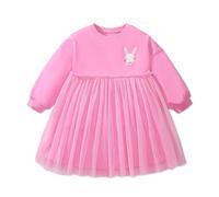 TCWWBB Girls Dresses Toddler Long Sleeve Causal Dress Pink Purple Cotton Unicorn Bunny Cartoon Shirt Dress Kids Winter Autumn Tulle T-Shirt Christmas Halloween Dresses for Kid Age 1-7 Years Old
