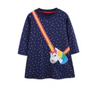 TCWWBB Girls Dresses Toddler Long Sleeve Causal Dress Pink Purple Cotton Unicorn Bunny Cartoon Shirt Dress Kids Winter Autumn Tulle T-Shirt Christmas Halloween Dresses for Kid Age 1-7 Years Old