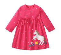 TCWWBB Girls Dresses Toddler Long Sleeve Causal Dress Pink Purple Cotton Unicorn Bunny Cartoon Shirt Dress Kids Winter Autumn Tulle T-Shirt Christmas Halloween Dresses for Kid Age 1-7 Years Old