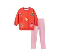 TCWWBB Girls Kids Christmas Outfits Xmas Clothes Set Toddler Santa Claus Reindeer Snowmen Unicorn Birthday Print long Sleeve Cotton Shirt Jumper Tops Leggings Pants 2 Pcs Clothing Set 1-7 Years Old