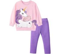 TCWWBB Girls Kids Outfits Clothes Set Toddler Cute Unicorn Bunny Bowknot Birthday Print long Sleeve Cotton Shirt jumper Dresses Tops Leggings Trousers Pants 2 Piece Clothing Set Age 1-7 Years Old