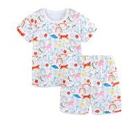 TCWWBB Girls Pyjamas Sets Kids Short Pjs Set Toddler Unicorn Mermaid Animal Print Polyester Sleepwear Little Girl Tops T-Shirt&Pants 2Pcs Summer Nightwear Clothes Age 2-8 Years