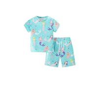 TCWWBB Girls Pyjamas Sets Kids Short Pjs Set Toddler Unicorn Mermaid Animal Print Polyester Sleepwear Little Girl Tops T-Shirt&Pants 2Pcs Summer Nightwear Clothes Age 2-8 Years