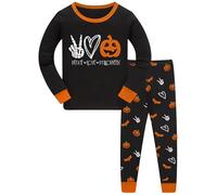 TCWWBB Halloween Pyjamas Kids Unisex Glow in the Dark Skeleton Ghost Print Pjs Set Boys Girls Sleepwear Cotton Long Sleeve 2 Piece Nightwear Baby Gift Clothes Set Age 2-8 Years Old